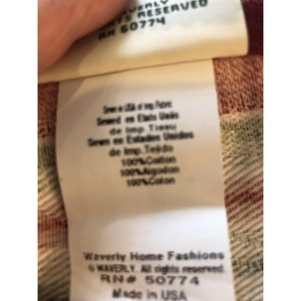 Waverly Floral Cornice Valance Pair Of 2 Red Stripe UnLined Cotton USA 50x20